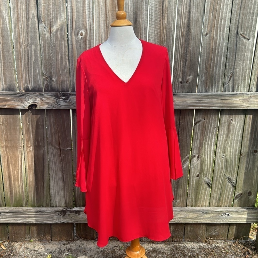 Joseph Ribkoff red sheath dress, bell sleeves, size 10 - Picture 5 of 9
